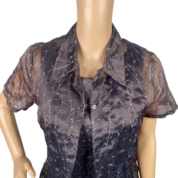 Vtg 90s Insense NY Gray Mauve Phoebe Buffay Embroidered Top + Dress Set SZ 4 - Picture 4 of 12